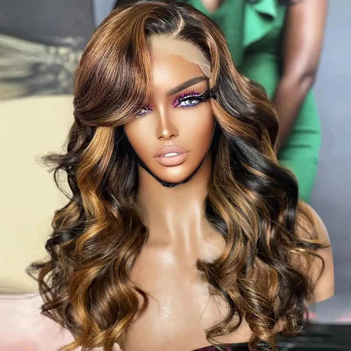 Meliora Glossy 13x4 Lace Frontal Perruque Couleur Mélangé