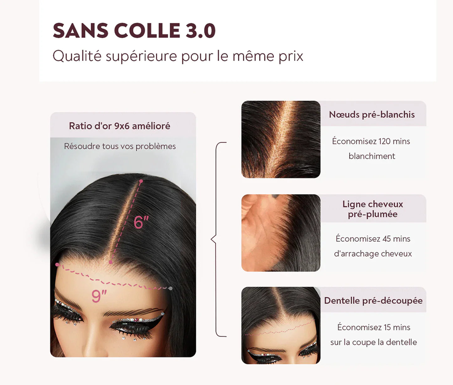 Perruque Cheveux Humain Brésilien Densité 200%