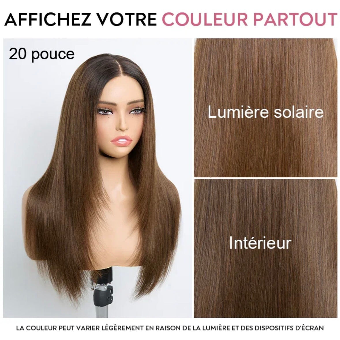 Opalyn Glow Brun Ombré 4x4 Perruque Sans Colle Lisse 250% Densité